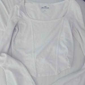Hollister White cropped long sleeve